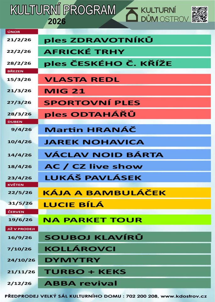 PROGRAM AKCÍ - KULTURNÍ DŮM OSTROV velký sál